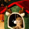 Weihnachts-Katzennest Haustier Warm Weich Plüsch Multifunktionale Hundebett Verdickt Geschlossen Abnehmbar Katze Hund Haus Kätzchen Plüsch Zelt 3,5 kg