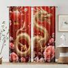 2 Pcs   Filtering Curtains (excluding Rods   Non-movable   Without Batteries) Golden Dragon for Use In Bedrooms and Living Rooms