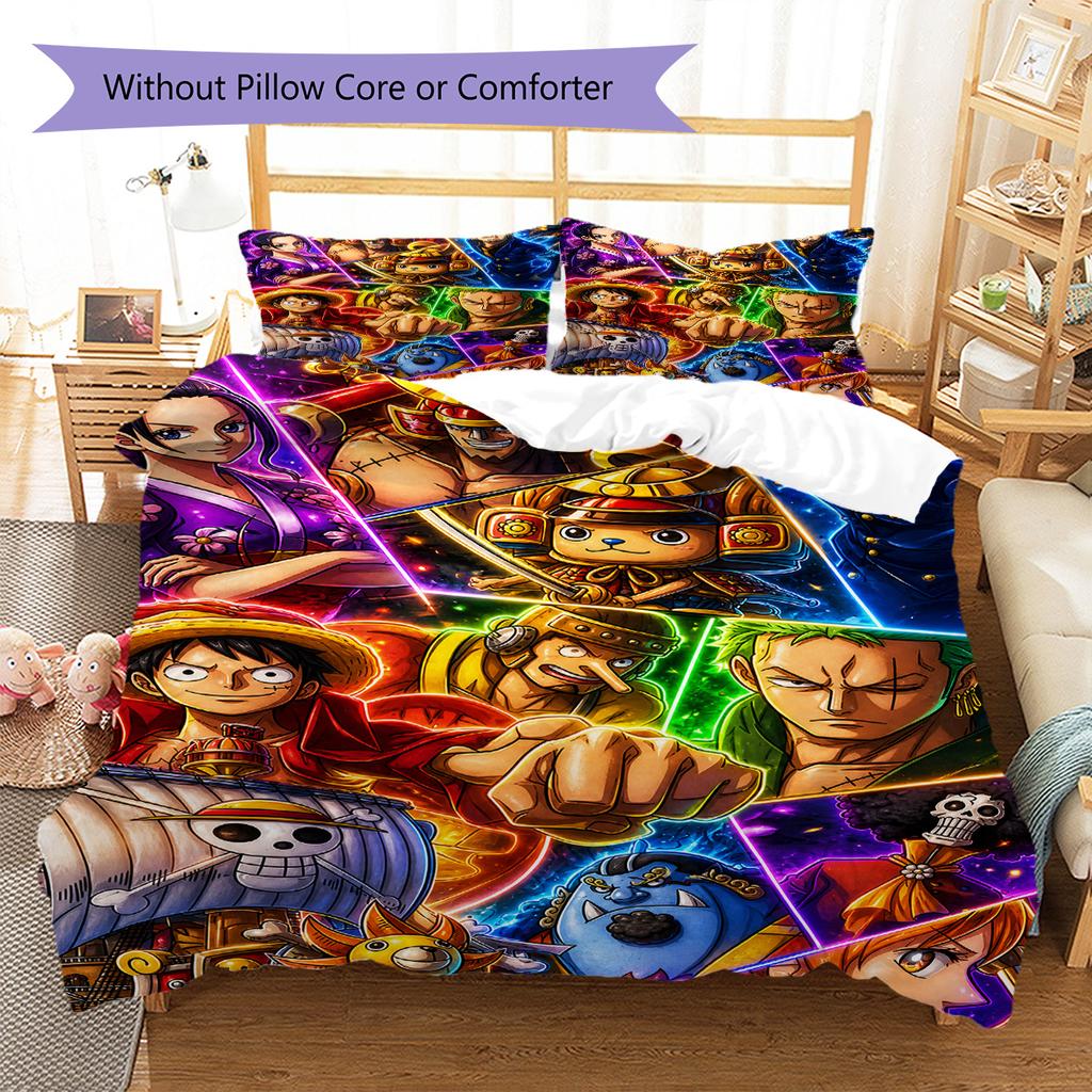Pirates Anime Art Pattern Bedding Set Quilt Cover Pillowcase Home Decor Gift (1 * duvet cover + 2 * pillowcase, without core)