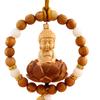 Buddha Statue Car Rearview Mirror Pendant Wood Tassel Car Hanging