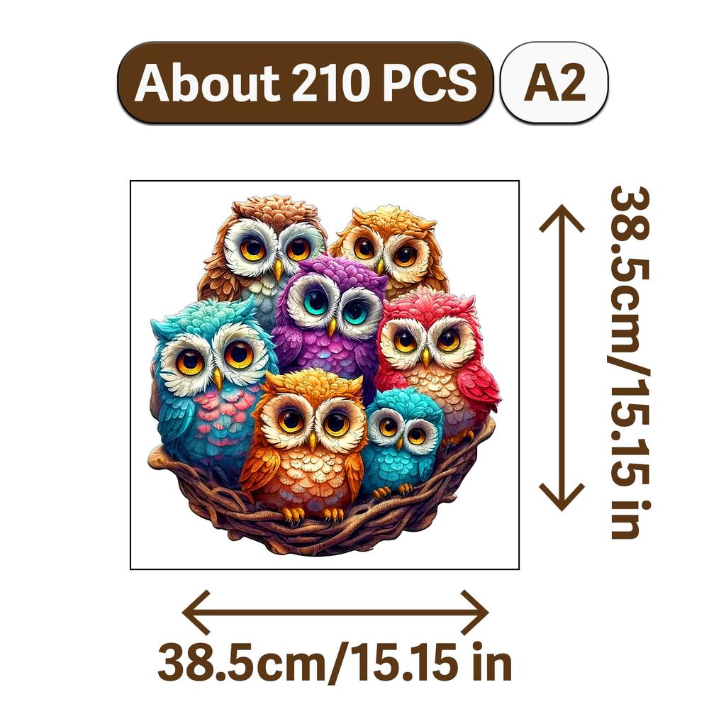The Owl and Animals Theme Wooden Jigsaw Puzzle Wood Home Decor Painting Christmas and Halloween Gift Toy for Teen and Kid