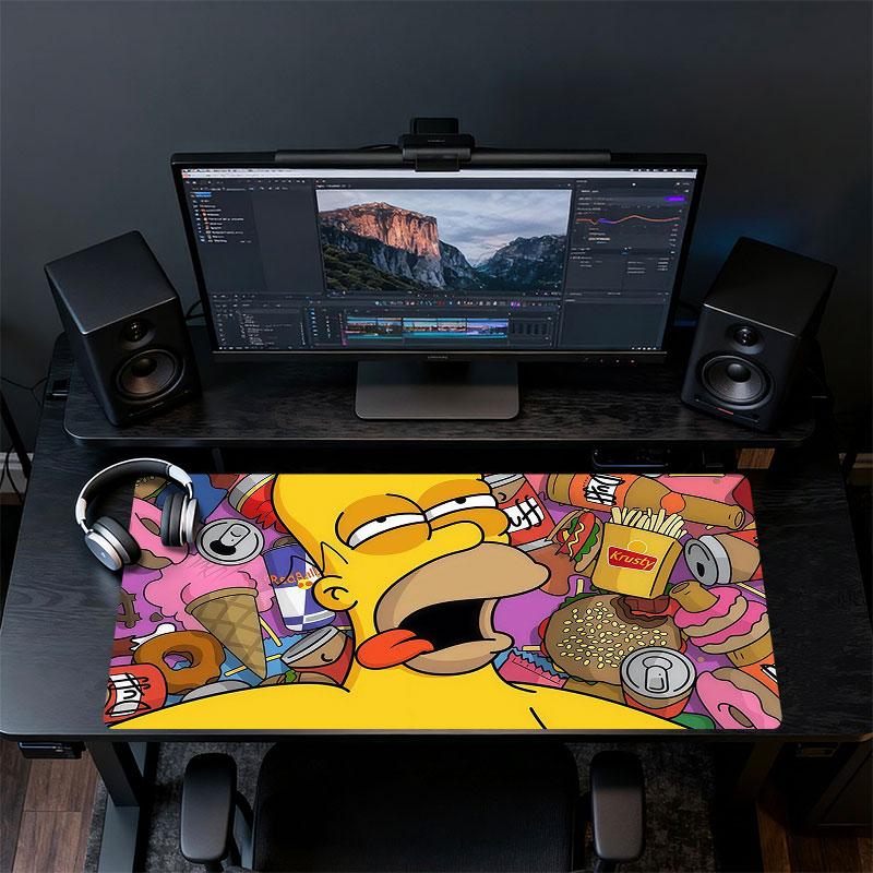 Homer Simpson Art Mouse Pad, Large Gaming Desk Mat, Non-slip XXL Mousepad for Laptop & Tablet, Mini PC Playmat with Stitched Edges