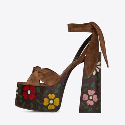 Marque Défilé Femmes Taille 34 -43 Sandales Été Robe Fête Mariage Chaussures Mariée Sexy Talon 12cm Plateforme Nœud Amour Talons Hauts