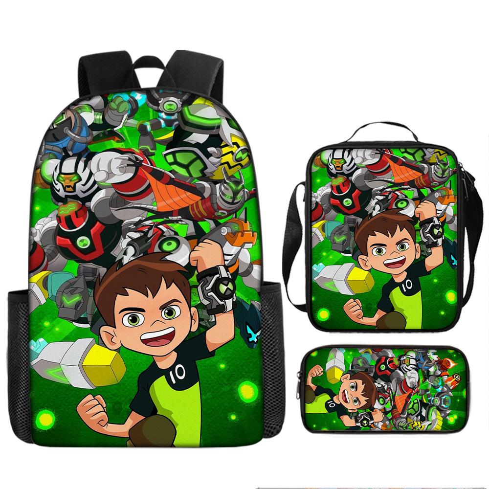 Less Hacker Backpack Ben 10 Student School Bag Anime Cartoon Backpack Lunch Bag Satchel Pencil Case