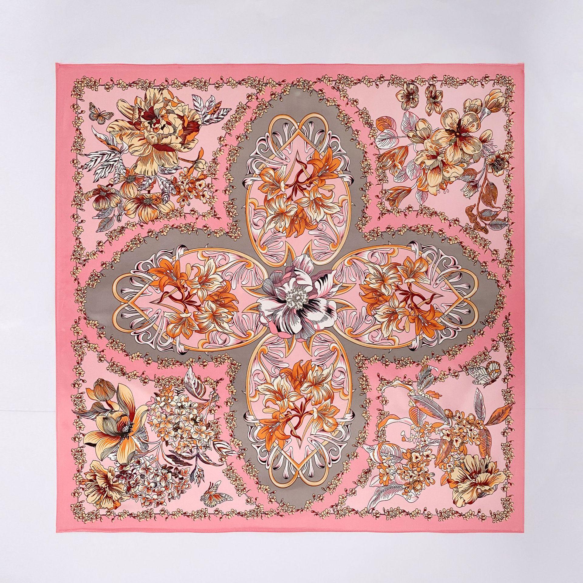 

Высококачественные роскошные шелковые шарфы, повязка на голову, шарфы, шейный шарф для женщин, шелковый шарф с цепочкой, женская декоративная шаль 90*90cm розовый