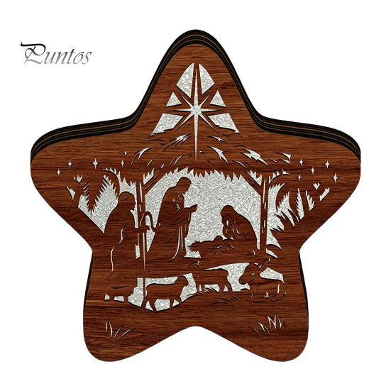 Atmospheric Room Lighting 3D Wooden LED Christmas Night Light, Hollow Carved Tabletop Decor Table Lamp with Warm Glow, Festive Holiday Home And Office