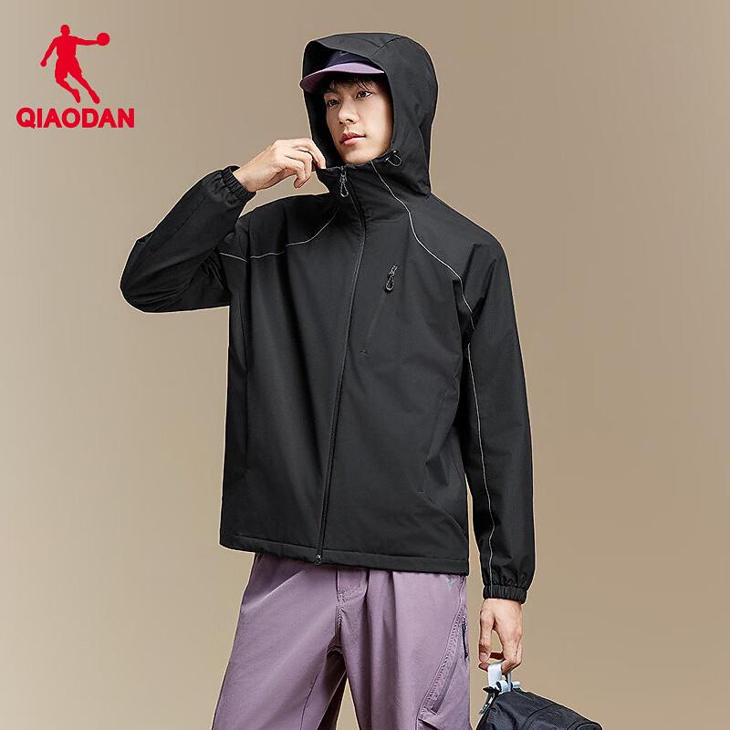 QIAODAN Men's Fleece-Lined Hooded Windbreaker Jacket