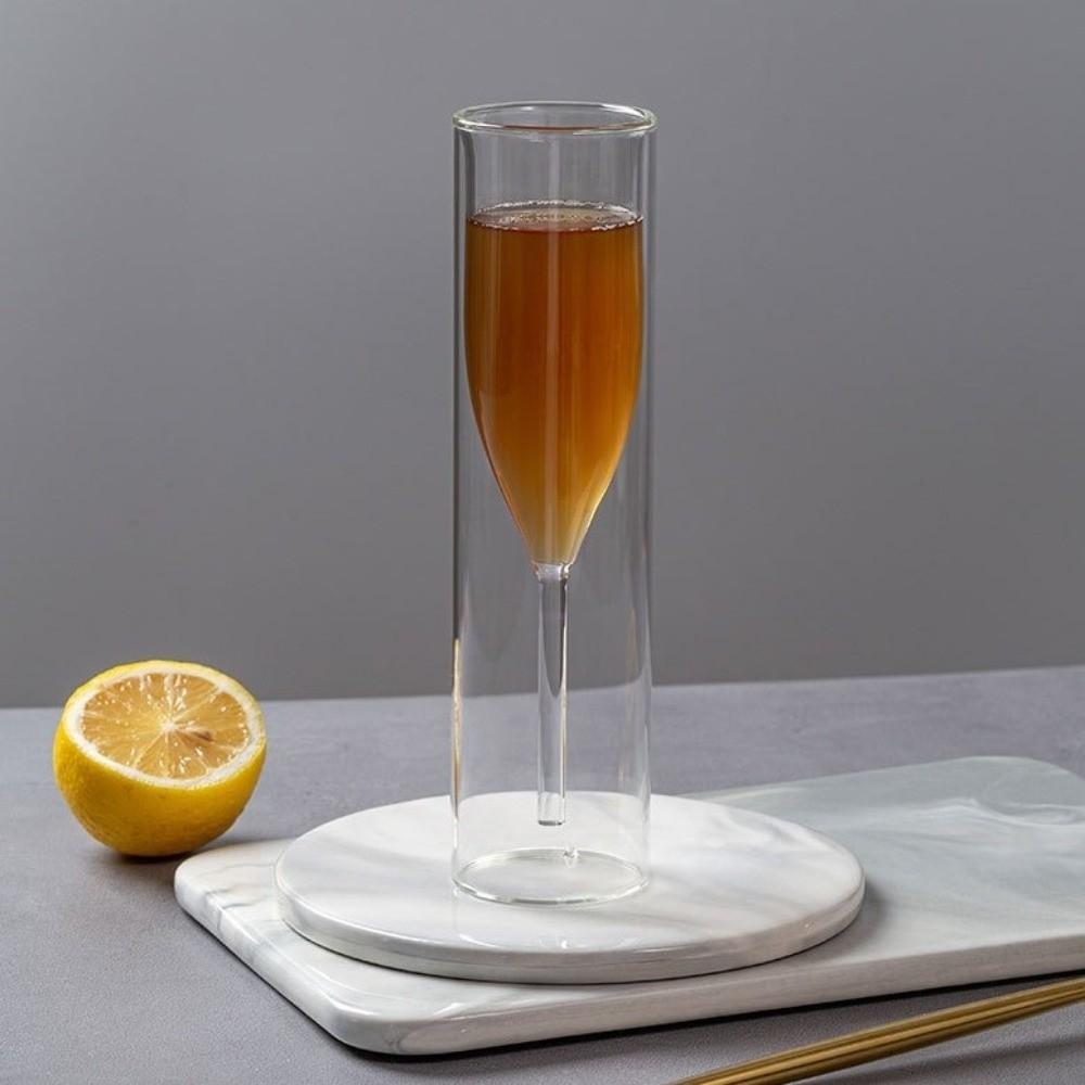 Shatter-Resistant Champagne Glasses Double Wall Bubble Wine Cup Bar Tool Glass Drink Cup  Weddings