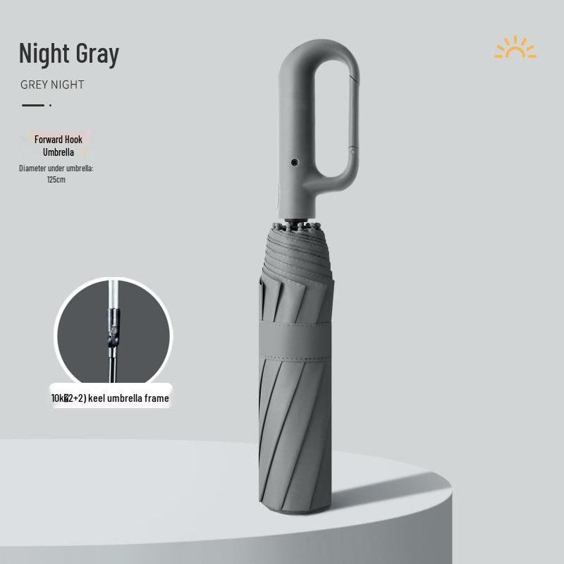 Automatic Windproof Folding Umbrella with Sun Protection, Reverse Design for All Weather, Black