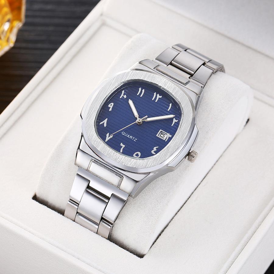 Blu-Ray Glass Men'S Business Quartz Watch Digital Scale Three-Eye Steel Watch