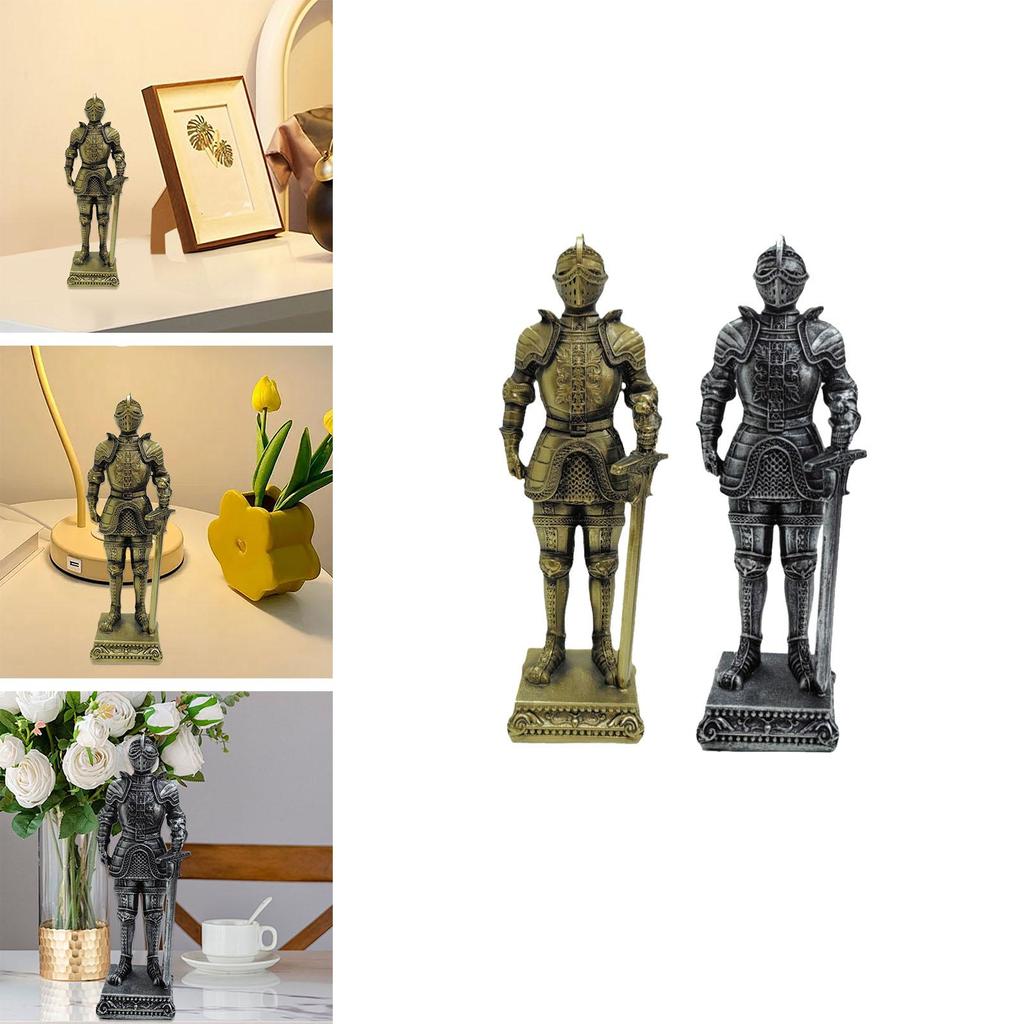 Mittelalterliche Ritterstatue, Kunstharz-Skulptur, Kunst, abstrakte moderne Ritterstatue, Ritterornament für Tisch- und Schreibtischdekoration
