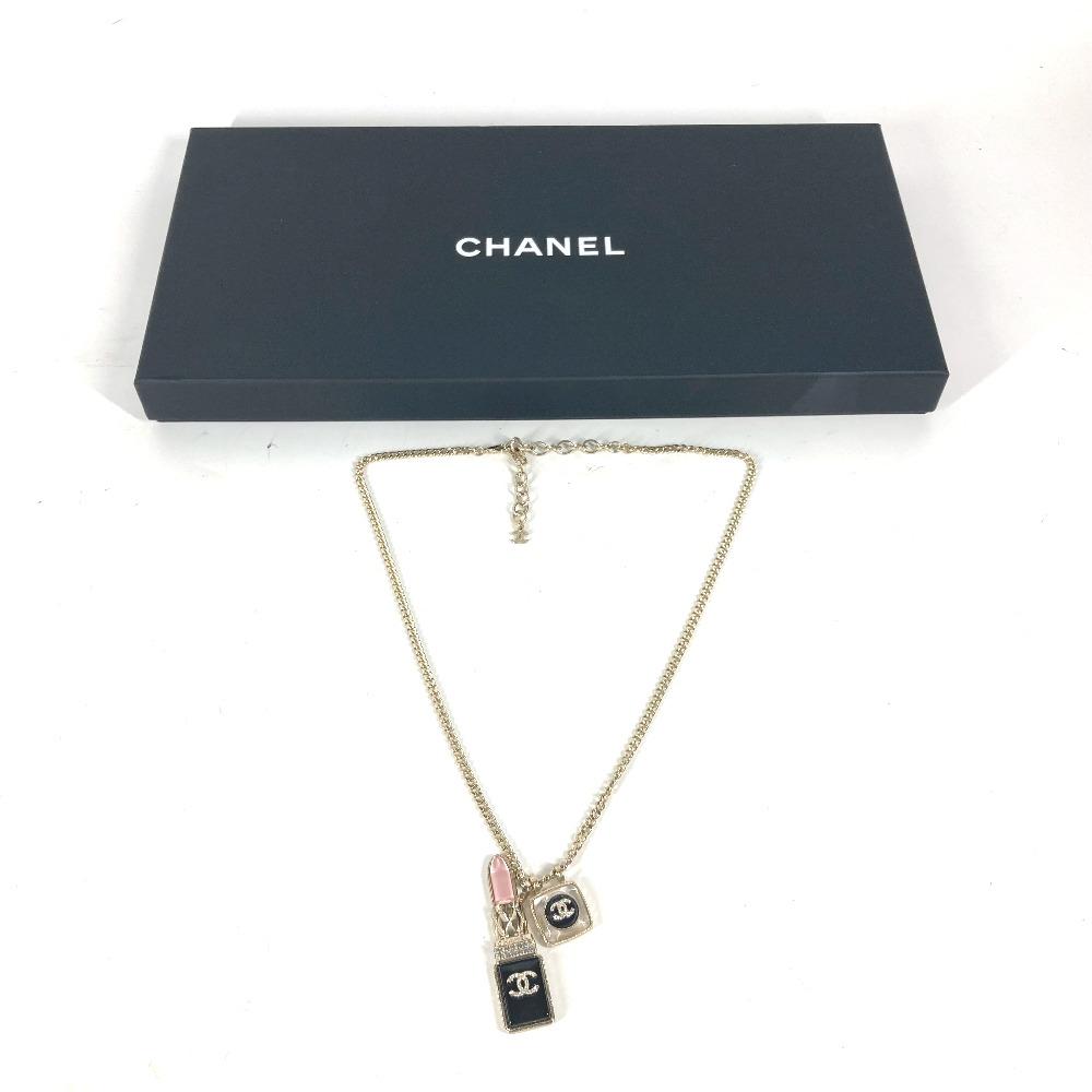 CHANEL 22C CC CC Mark Rhinestone Lipstick Long Necklace Chain Necklace Unused