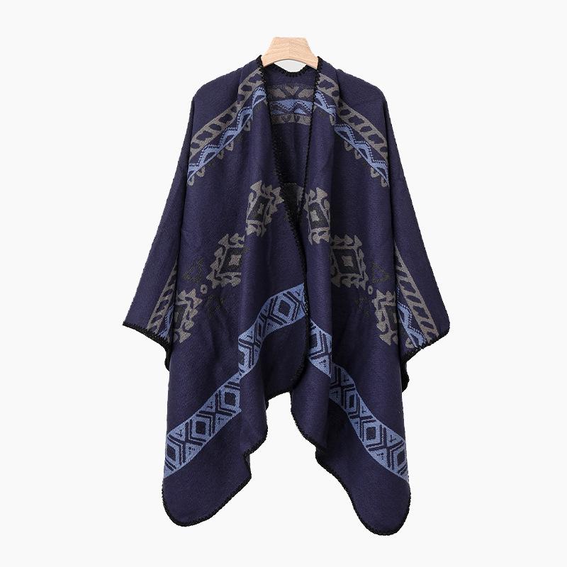 Ethnic Style Xinjiang Xizang Tourism Shawl Literary Retro Fashion Warm Scarf Nordic Style Split Scarf 135*150cm