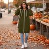 Damen Casual Kapuzenjacke mit Reißverschluss und Taschen