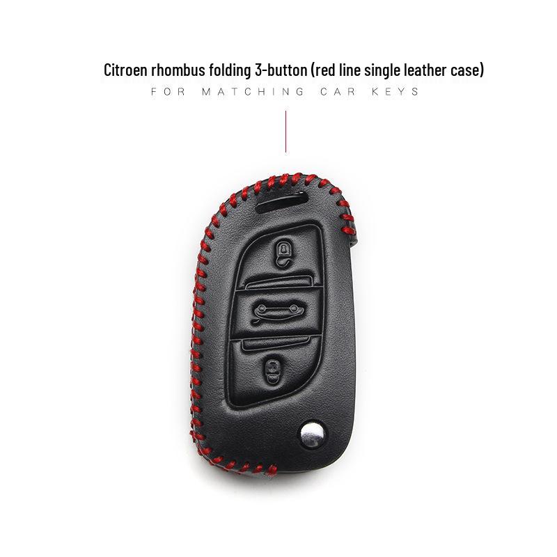 Genuine Leather Key Cover for Peugeot 308, 508, 408, 3008, 4008, 208 & Citroen Sega