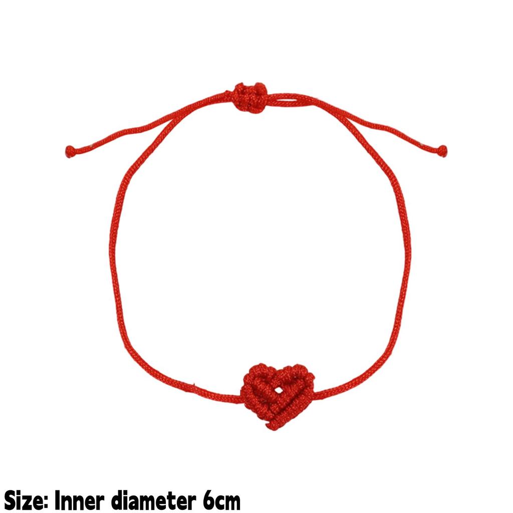 1pair Adjustable Red Rope Heart Bracelet Handmade Woven Heart Shaped Bracelet Jewelry Fashionable Couple's Gifts Bracelet Gifts
