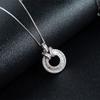 Women Baguette Cut Double Layer Circular Pendant Necklace with Sparkling Stone Bail Elegant Statement Jewelry for Daily and Party Wear