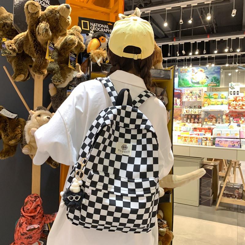 Chessboard Girls Pattern Boys Backpack Front Organizer Laptop Storage School Bag
