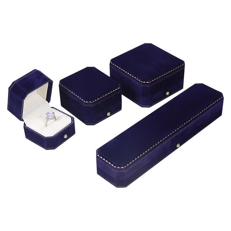 Velvet Octagonal Jewelry Box for Rings, Necklaces, Bangles, and Bracelets