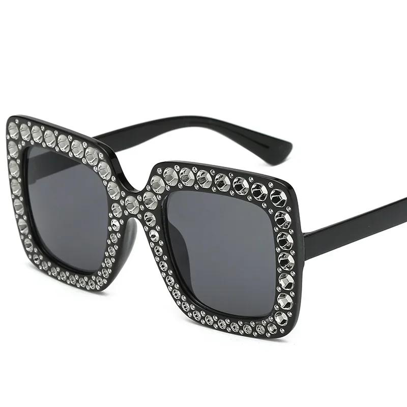Unisex Diamond Plated Sunglasses Retro Square Large Frame UV400 Sun Glasses Fashion Outdoor Personalized