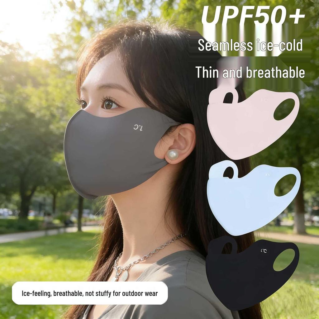 Hyaluronic Acid Sun Protection Face Mask with Eye Corner Guard - Breathable, Washable, Seamless, High UV Protection