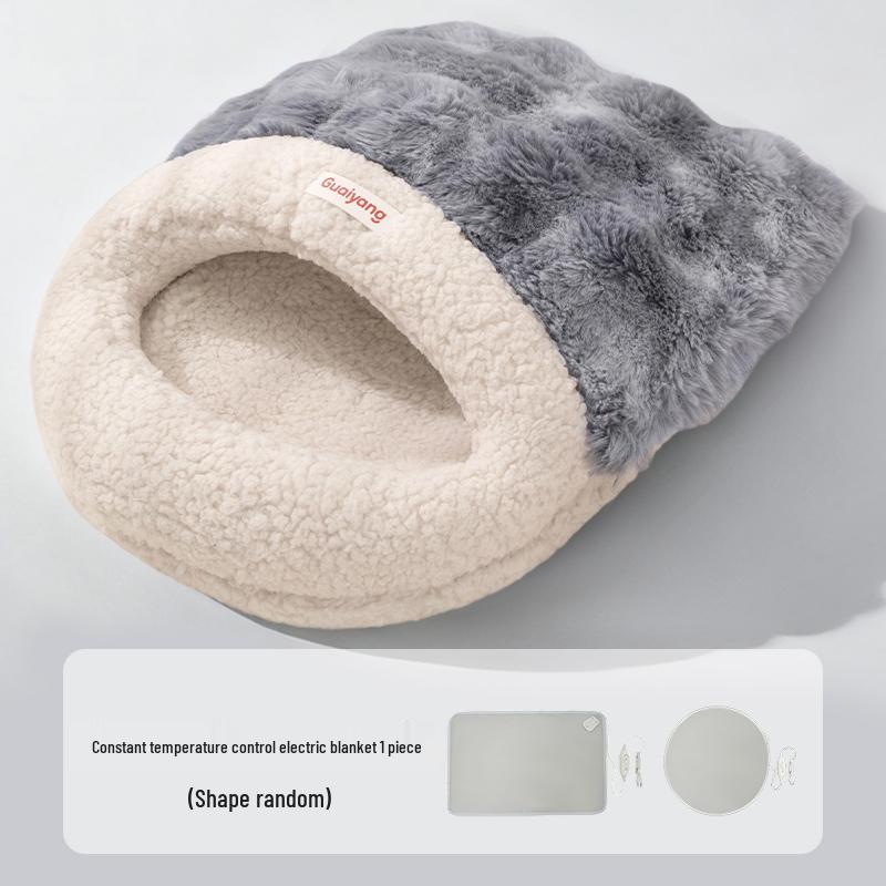 Cozy Semi-Enclosed Cat & Dog Sleeping Bag Bed - Winter & All-Season Use
