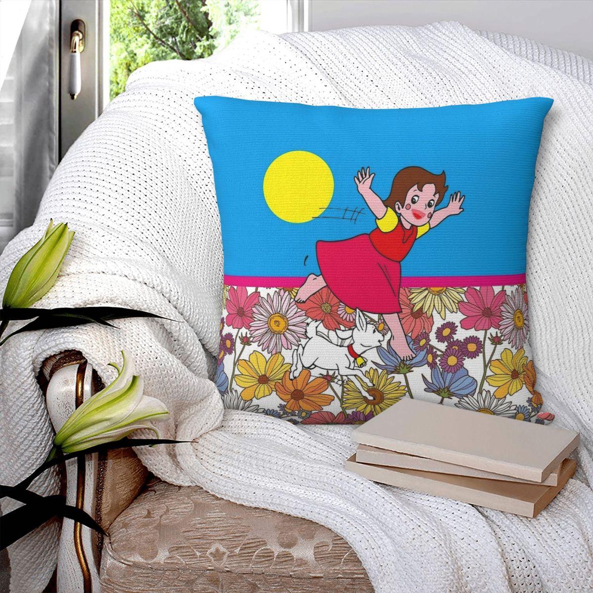 Helenal Unisex Heidi The Girl Of The Alps Mountains Pillowcase Printed Polyester Cushion Cover Decorations Pillow Case Cover Home Zippered 18