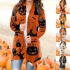 Women's Casual Fashion Halloween Printed Long Sleeve Buttonless Cardigan Jacket