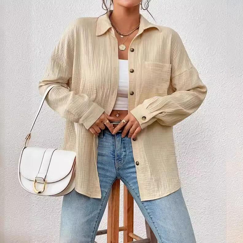 Solid Casual Loose Shirts for Women Autumn Vintage Women's Oversized Shirts and Blouses Fashion Elegant Youth Female Tops