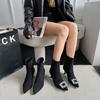 High Heel Suede Hepburn Style Skinny Boots Rhinestone Pointed Heel Skinny Socks Boots