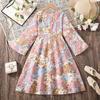 Girl Long Sleeves Floral Print Dress Children Kid Casual Princess Dresses Clothes