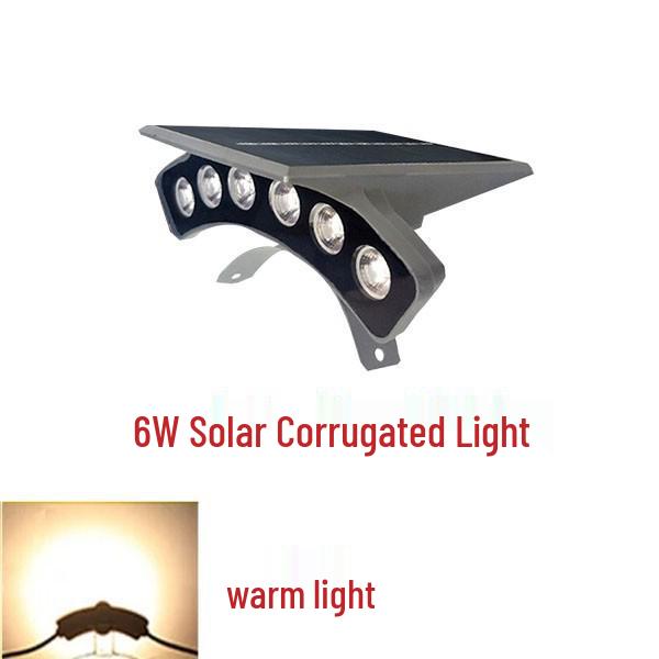 6W Solar Outdoor Waterproof LED Corrugated Light - Retro Golden Yellow for Landscape & Building
