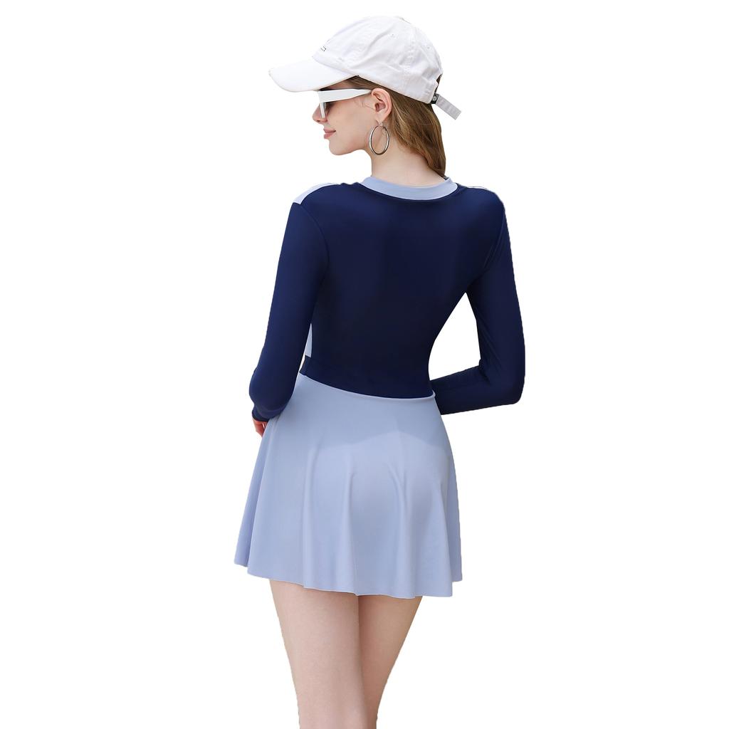 Disney Slim Fit Long Sleeve Striped One-Piece Dress Swimwear Women swimwear D15304S2F