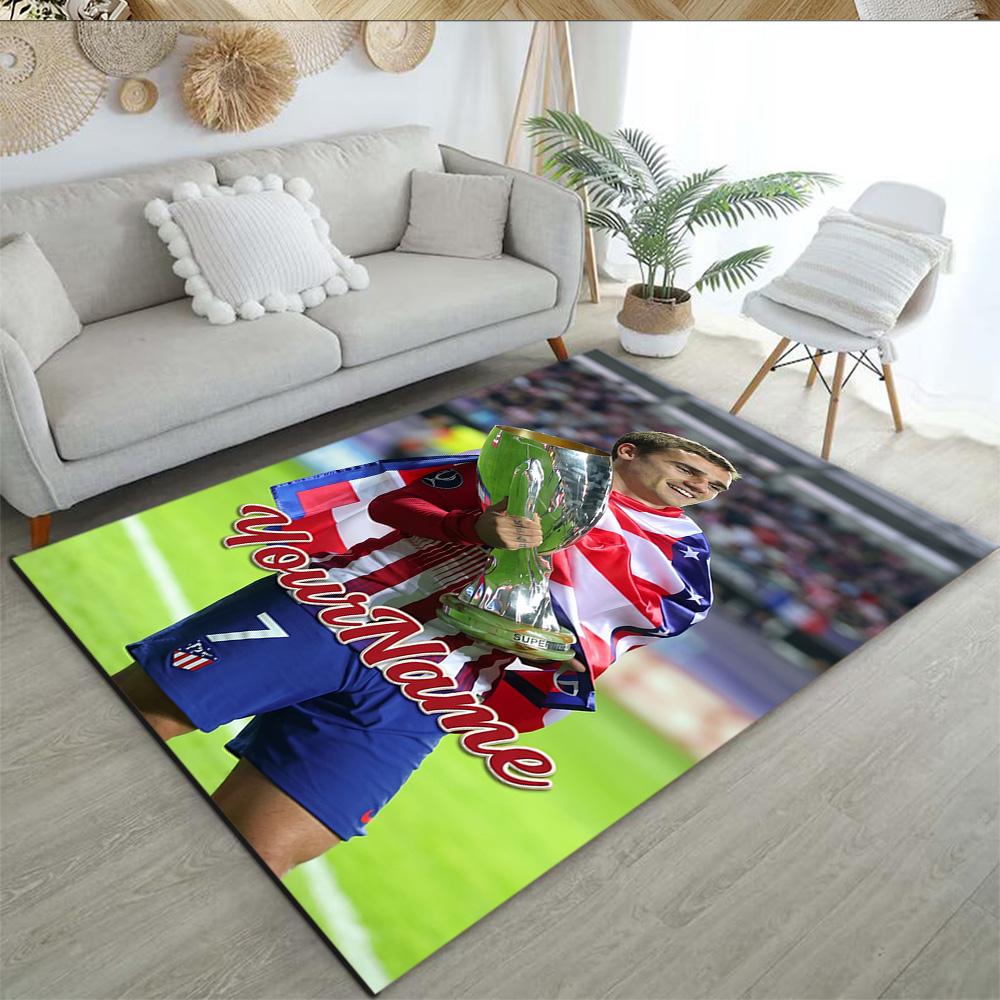 Atletico Madrid Personalized Name Carpet Perfect for Bedrooms Foyer Hallway Entryway Anti-slip Rug Decorate Offices Gift for Festivals