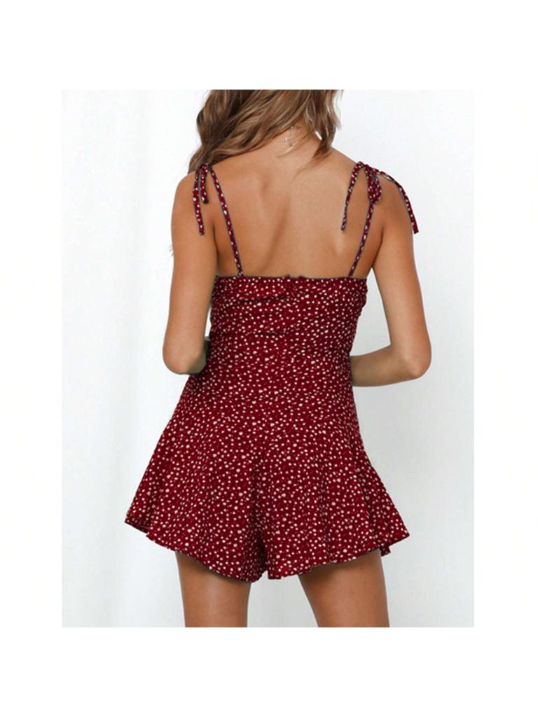Women's Floral Sleeveless Summer Mini Dress Vintage Beach Romper Playsuit