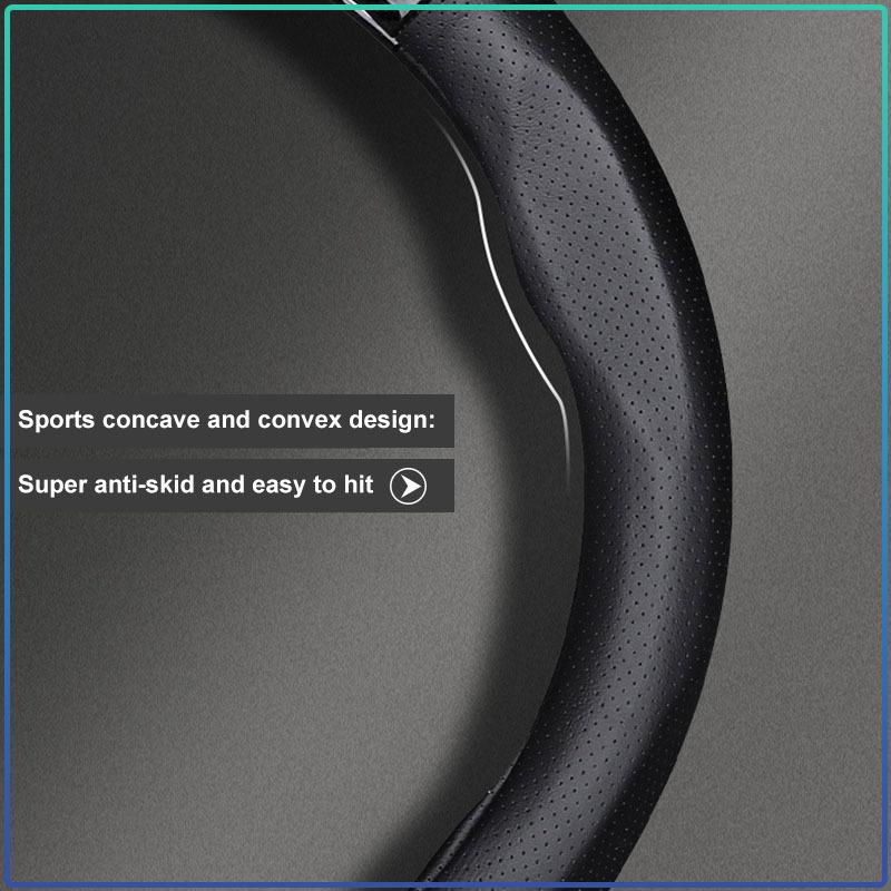 1Pcs Leather Carbon Fiber Car Steering Wheel Cover Emblem For Nissan Skyline Almera Qashqai Note Tiida Teana Juke Xtrail Nismo