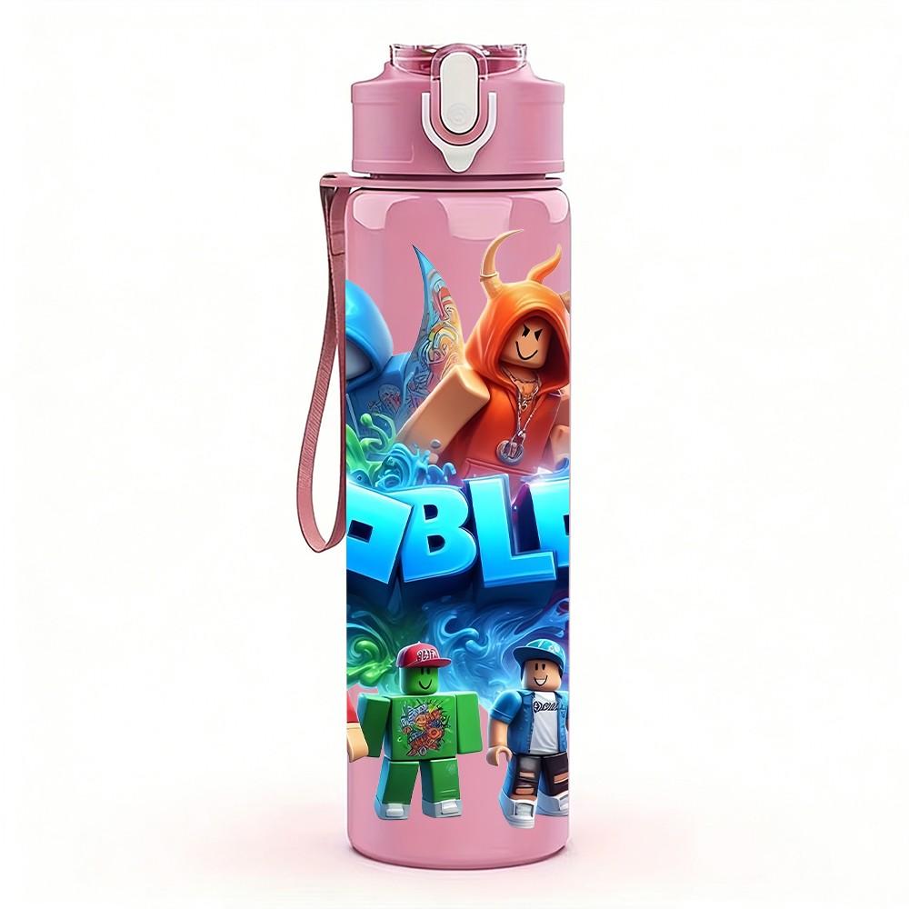 1PC Roblox Game Character Print 750ml Color Plastic Sports Water Bottle Leakproof Flip Straw Lid Suitable for Sports Office Home Use