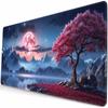 HD Große Gaming-Mauspads Kirschblüten-Landschaft Mond-Mauspad Große Schreibtischunterlagen Rutschfeste Gummi-Mauspads XXL Große Tastatur-Tischmatten