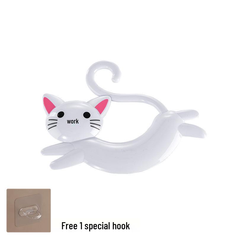 

Самоклеящийся держатель для полотенец в виде японского мультяшного кота: Клейкая полка без следов для кухни и ванной