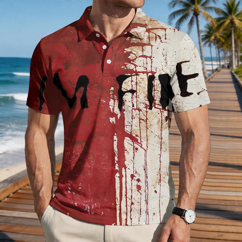 Men's Casual Short Sleeve Shirt with Halloween Themed Print Button Down Design for Holiday and Everyday Wear Comfortable Fit