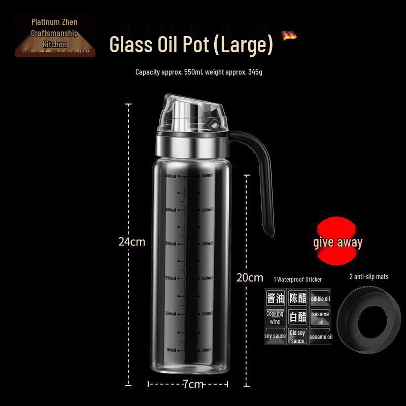 Automatic Opening High Borosilicate Glass Oil & Vinegar Dispenser