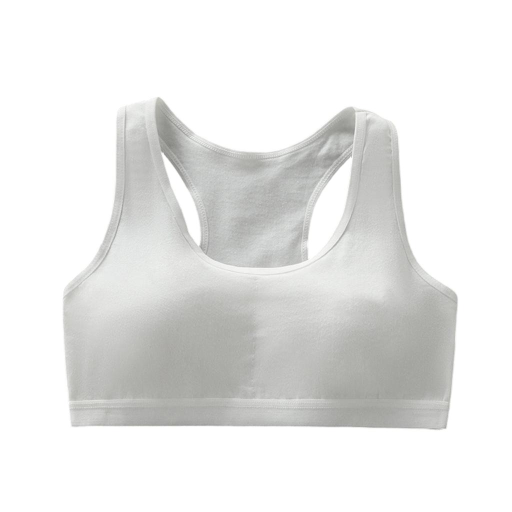 Adjustable Shoulder Strap Sports Bra For Girls (10-14 Years Old) With Fixed Cup