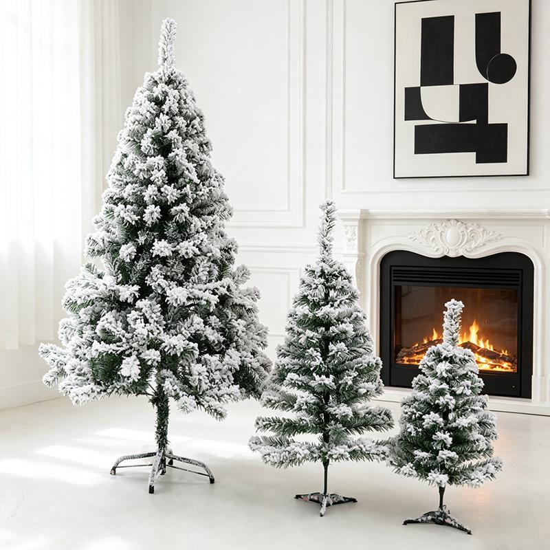 Cross-Border Christmas Iron Base Flocked Tree Decoration Scene Ornament
