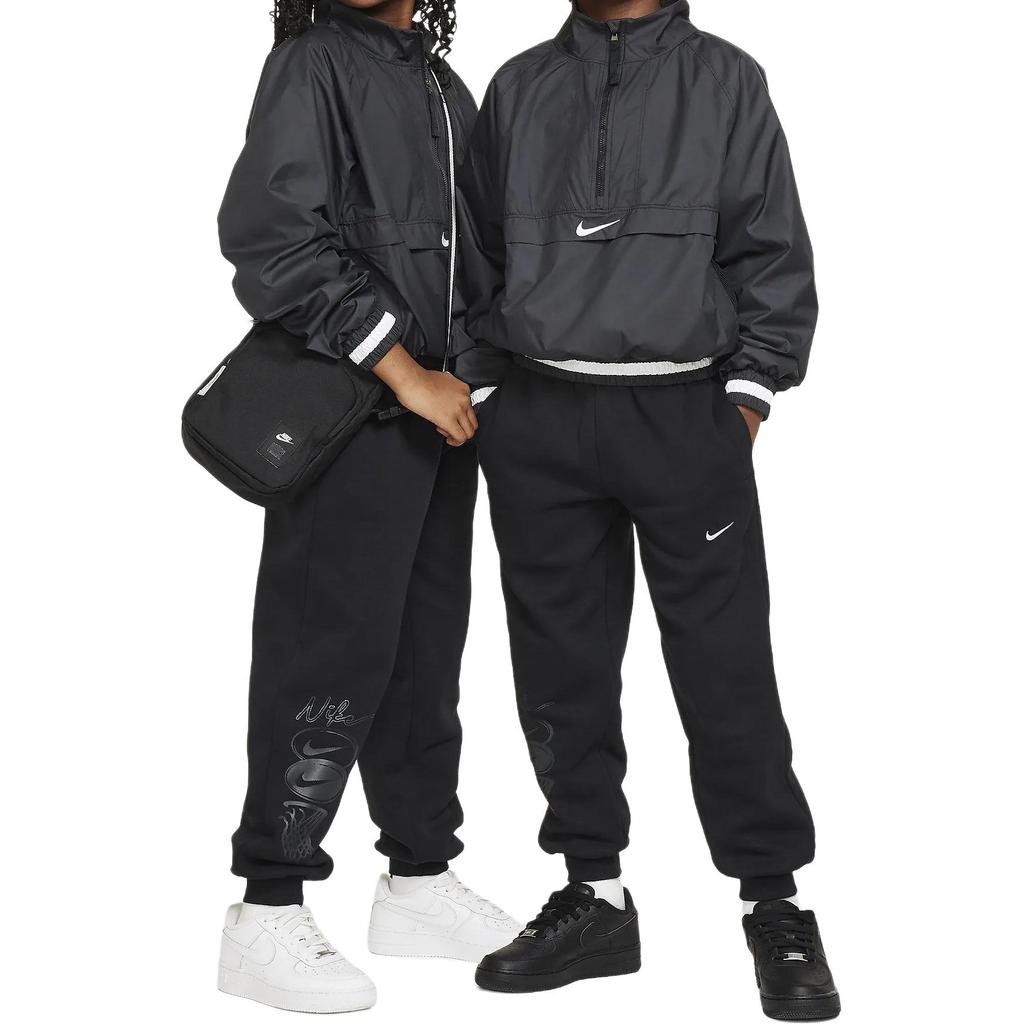 Nike Kids Knitted Sports Pants Culture Of Basketball Logo Print Cuff Kids Bottoms Black FN8353010