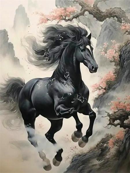 5D Diamond Painting New Arrivals Black Horse Full Round Embroidery Mosaic Animal Home Decor