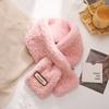 Winter solid color fashionable versatile personality trend printed warm breathable scarf cold comfortable cross neck scarf