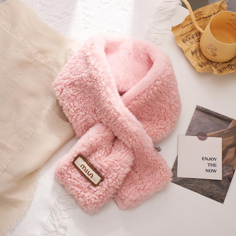 Winter solid color fashionable versatile personality trend printed warm breathable scarf cold comfortable cross neck scarf