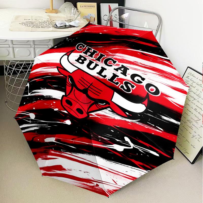 Bull Basketball Artwork Umbrella Folding Umbrella, Automatic Umbrella 8-Frame for Travel, Camping Use Gift for Halloween Christmas