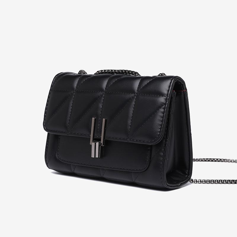 Small Fang Bag for Women PU New Style Small Fragrant Wind Ling Grid Chain Bag Single Shoulder Crossbody Versatile Large Capacity