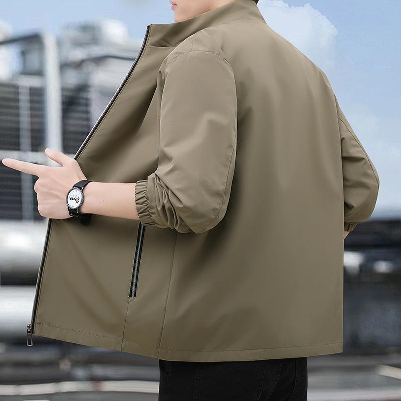 New Spring and Autumn Large Size Men's Casual Jacket Stand-Up Collar Business Dad Wear Fattened and Large Casual Jacket